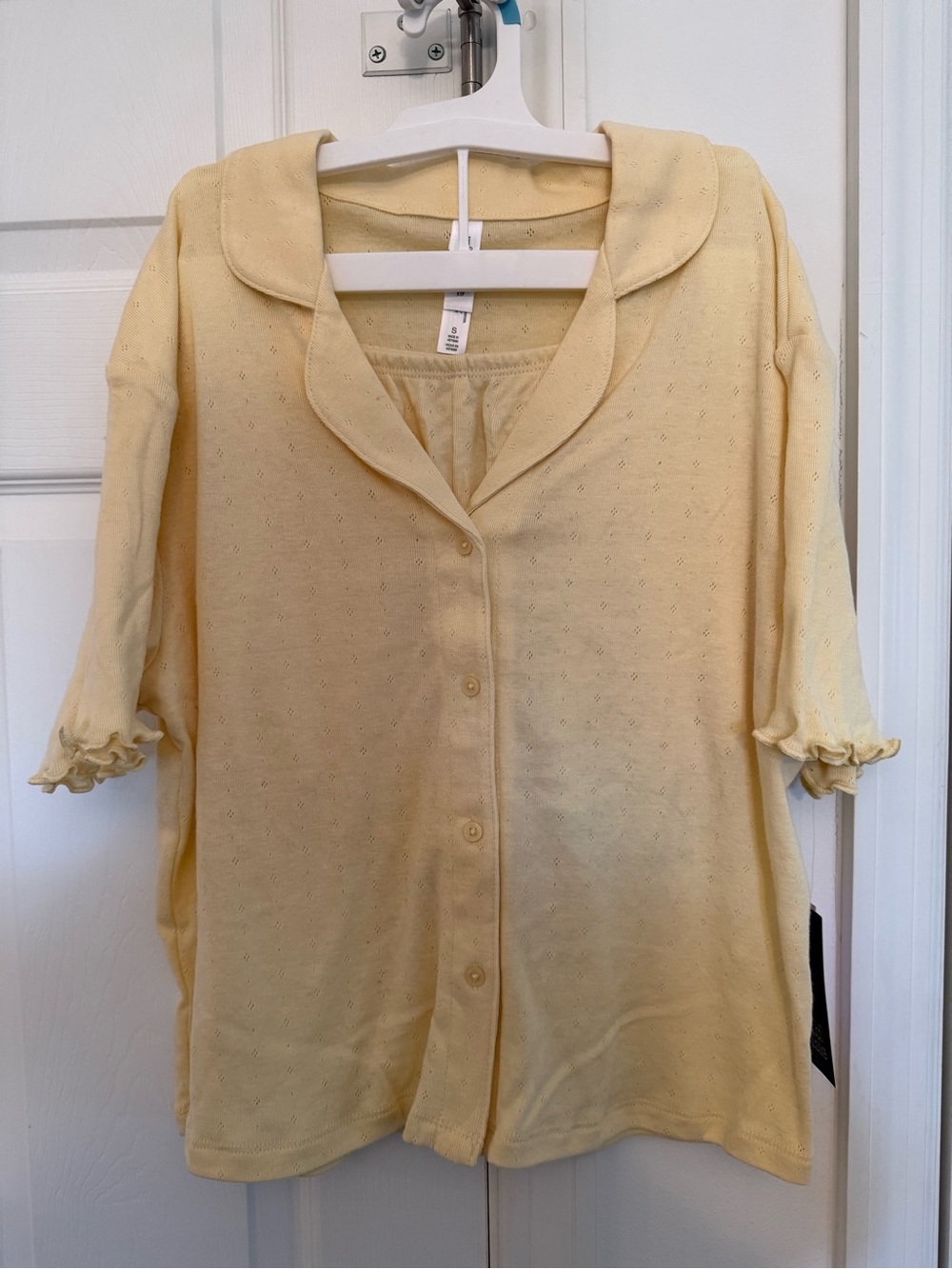 wild fable Pale Yellow Button-Front Top with Peter Pan Collar